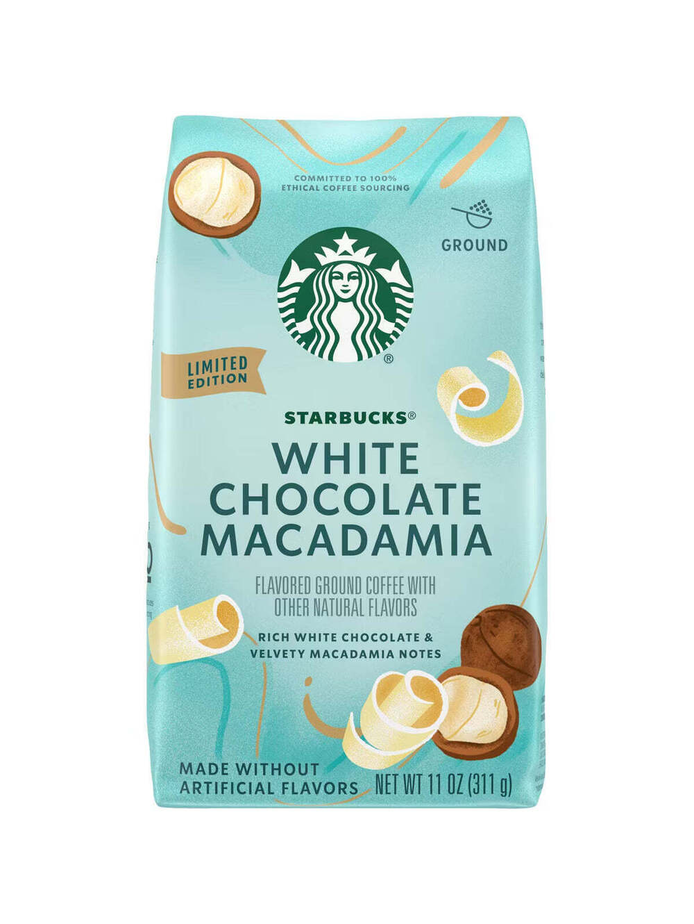 Starbucks White Chocolate Macadamia Light Roast Ground Coffee – 11 oz